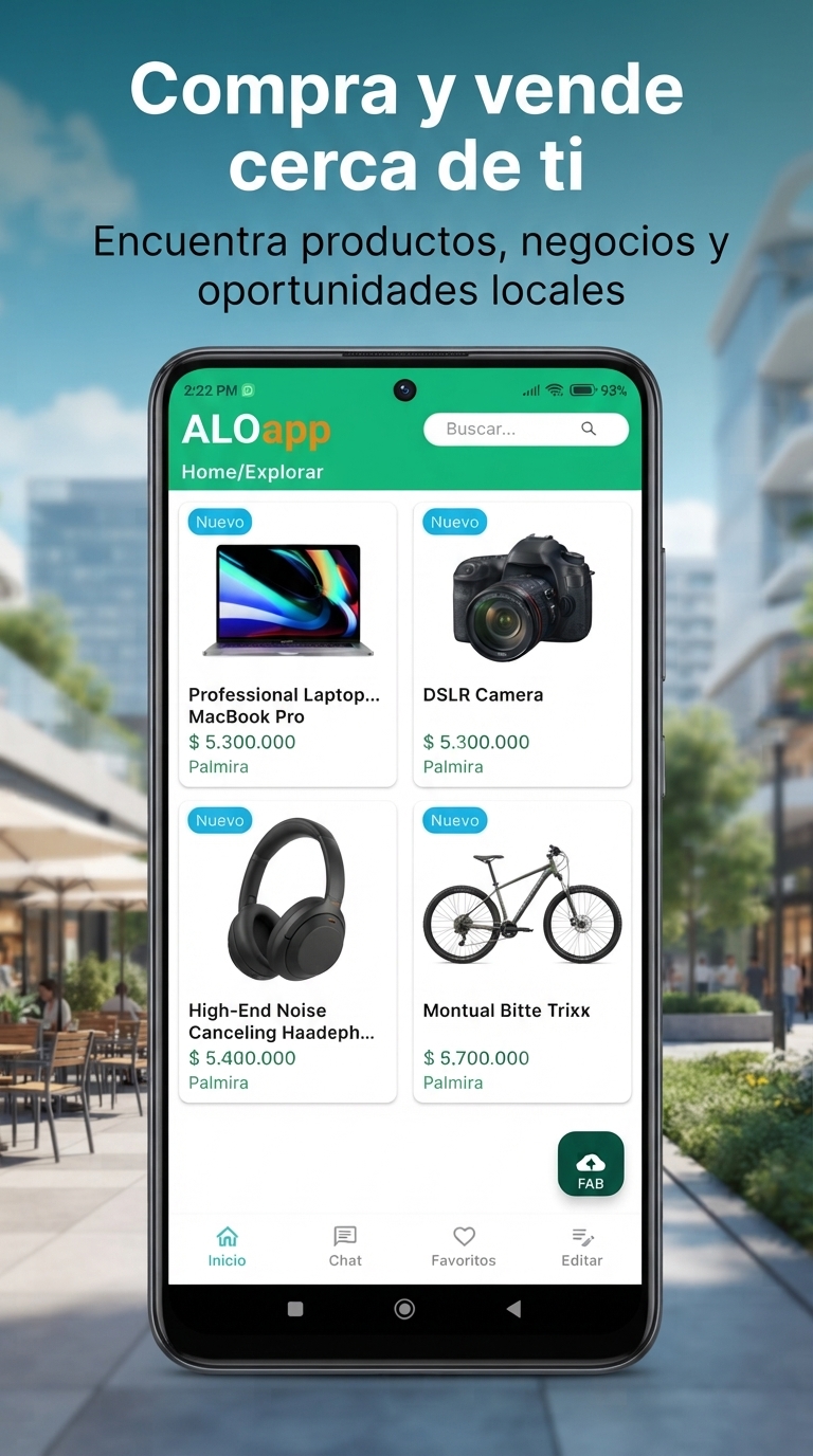 Pantalla principal del marketplace ALOapp